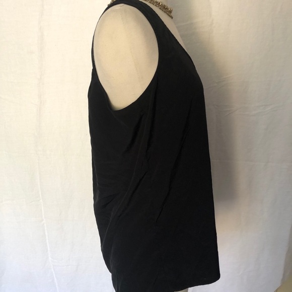 Black silky tank, Eclair, half zip in back. Size M - Picture 2 of 7